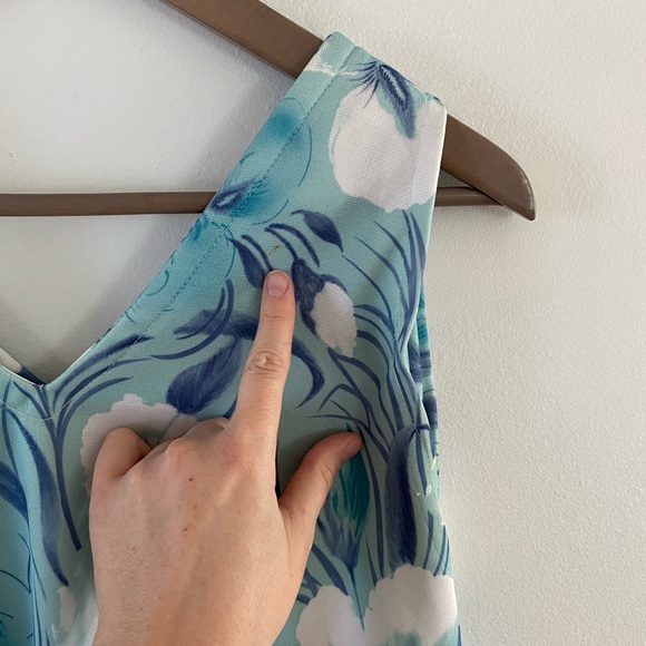 70s/80s floral v-neck A-line maxi dress - S-M - Picture 4 of 5